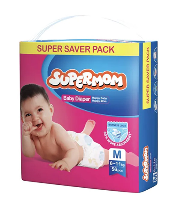 Supermom Baby Diaper- Medium (6-11) kg 50 M pcs