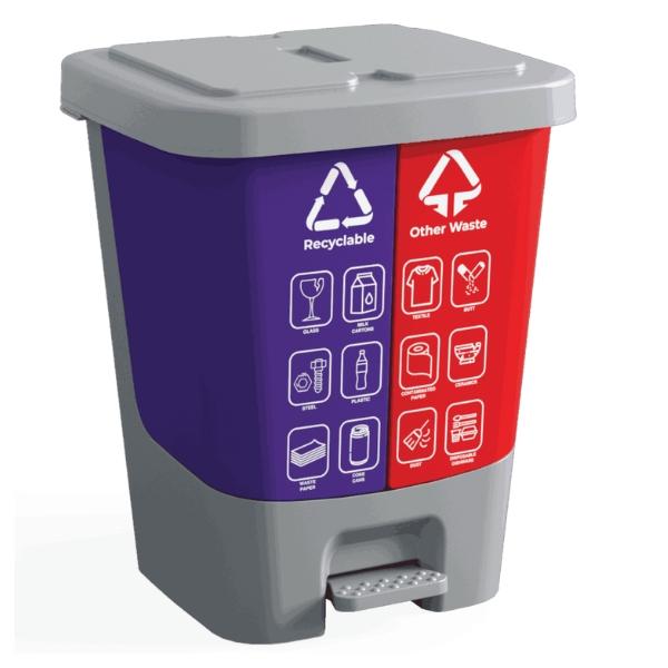 Dustbin-Clean Bin-Red & Royal Blue-(10L + 10L)-19012