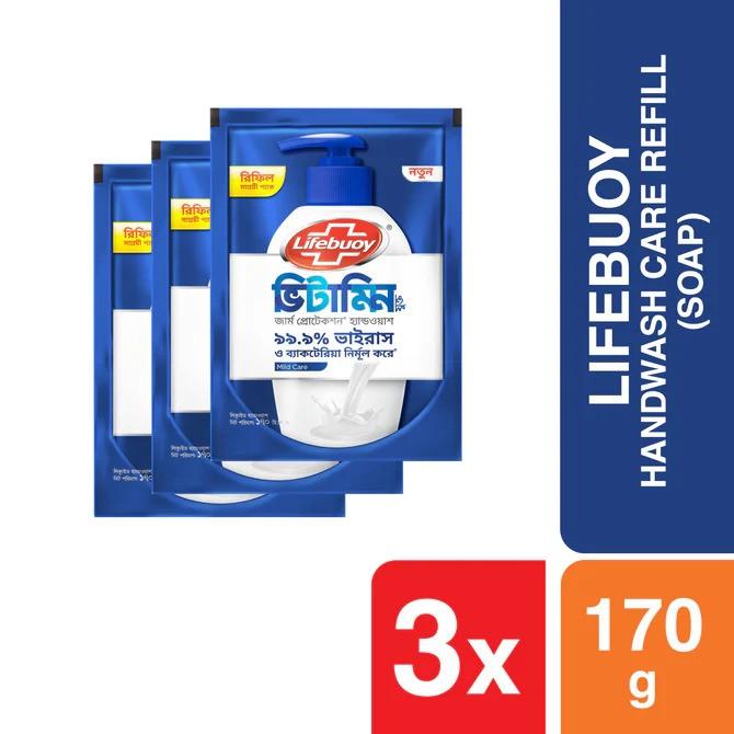 LIFEBUOY HANDWASH (SOAP) CARE REFILL 170 ML (BUNDLE OF 3)