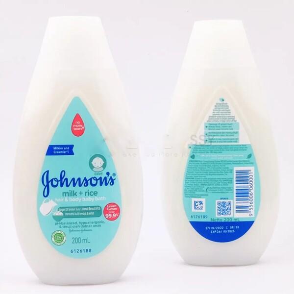 Johnsons Milk + Rice Hair And Body Baby Bath - 200Ml (Indonesia)