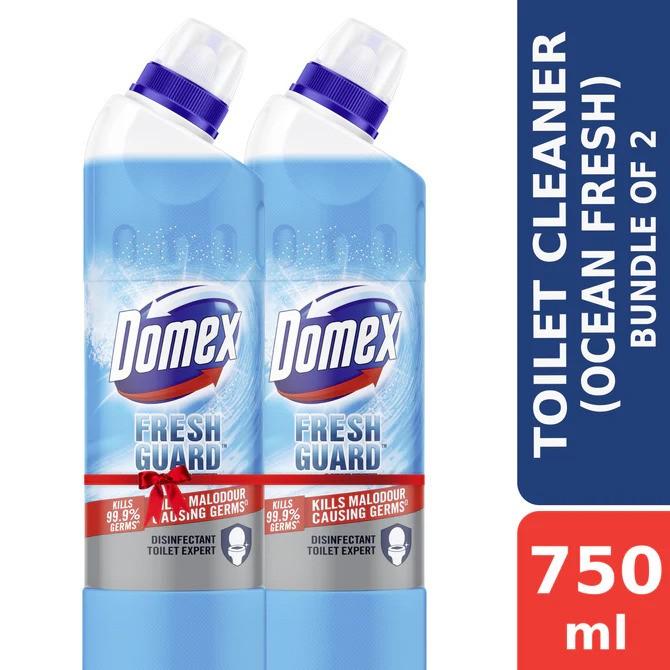 Domex Toilet Cleaning Liquid Ocean Fresh 750ml Get a Basin Brush Free (Bundle of 2)