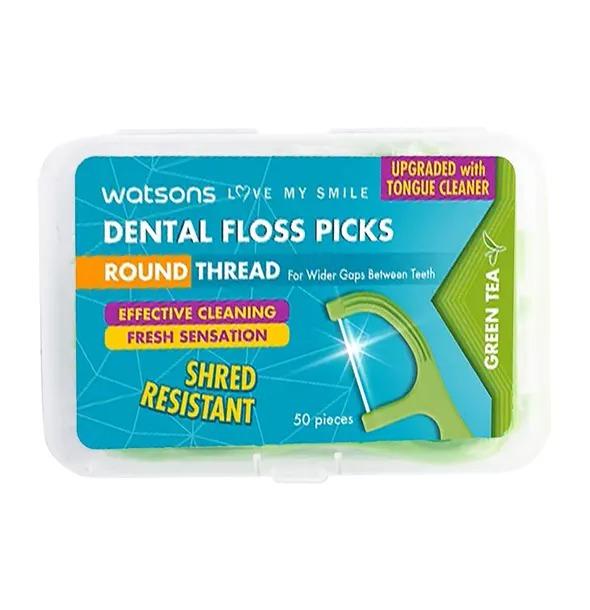 Watsons Green Tea Dental Floss Picks - 50Pcs