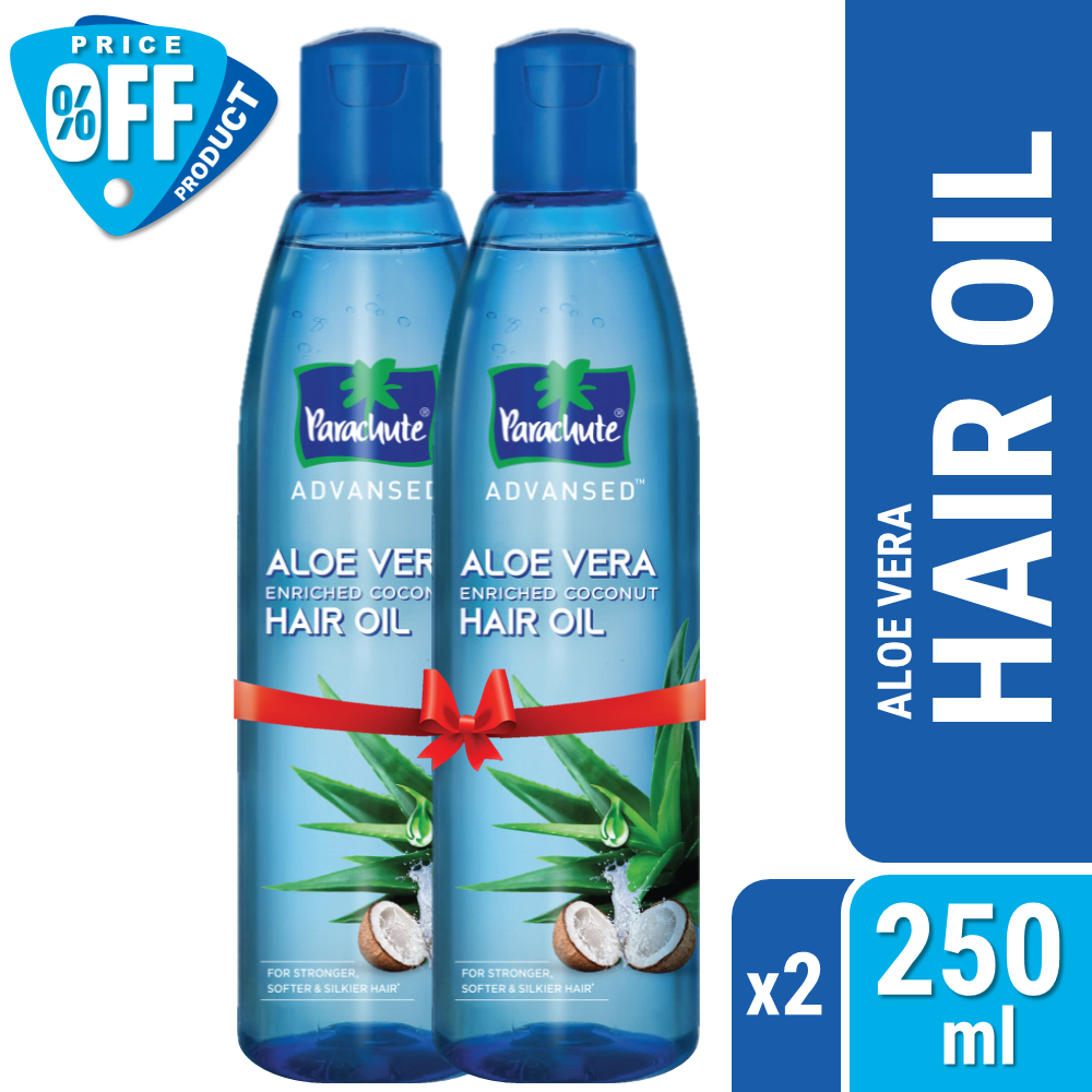 Parachute Hair Oil Advansed Aloe Vera Enriched Coconut 250ml Pack of 2 (250ml x 2)