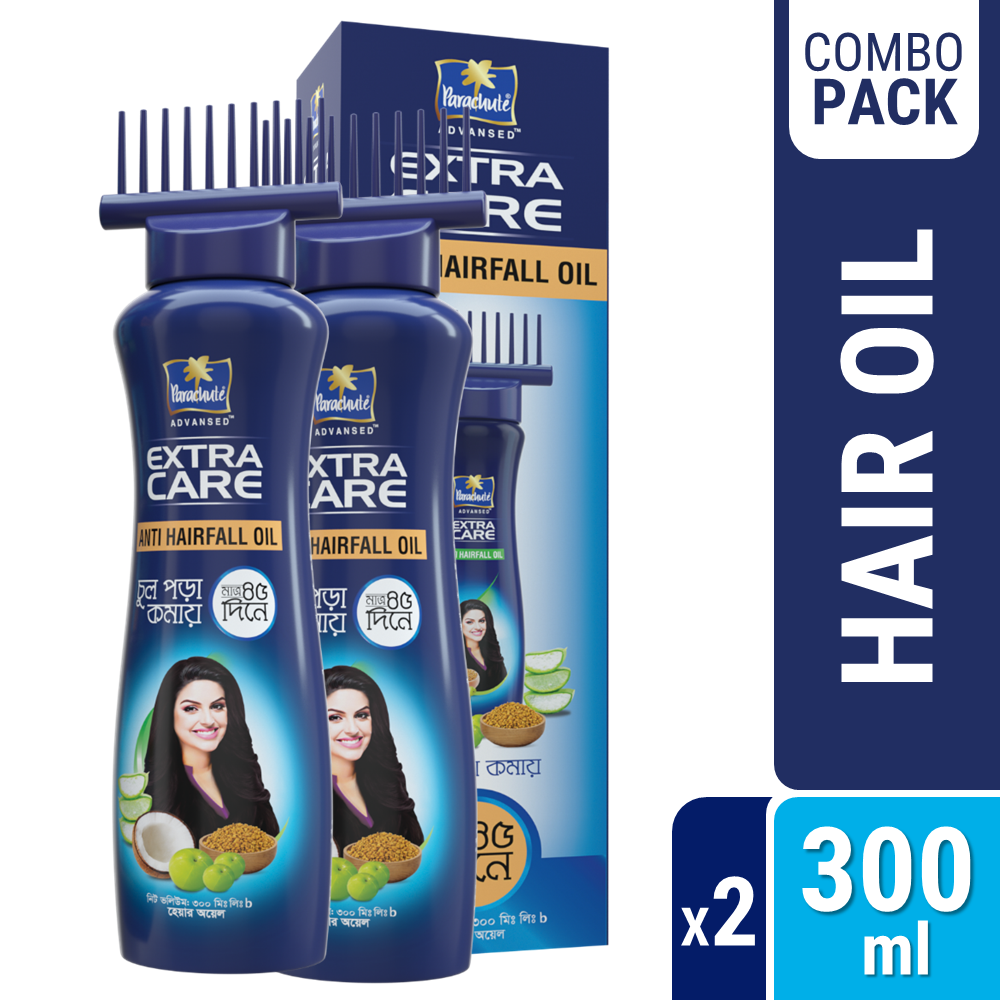 Parachute Hair Oil Anti Hairfall Oil Extra Care 300ml (Root Applier) Pack of 2 (300ml X 2)