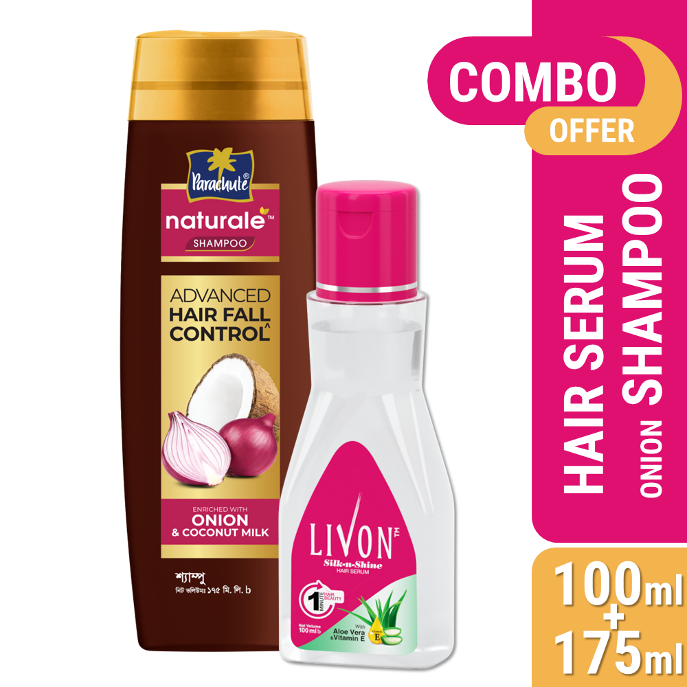 Hair Care Bundle - Livon Hair Serum 100ml & Parachute Naturale Onion Shampoo 175ml