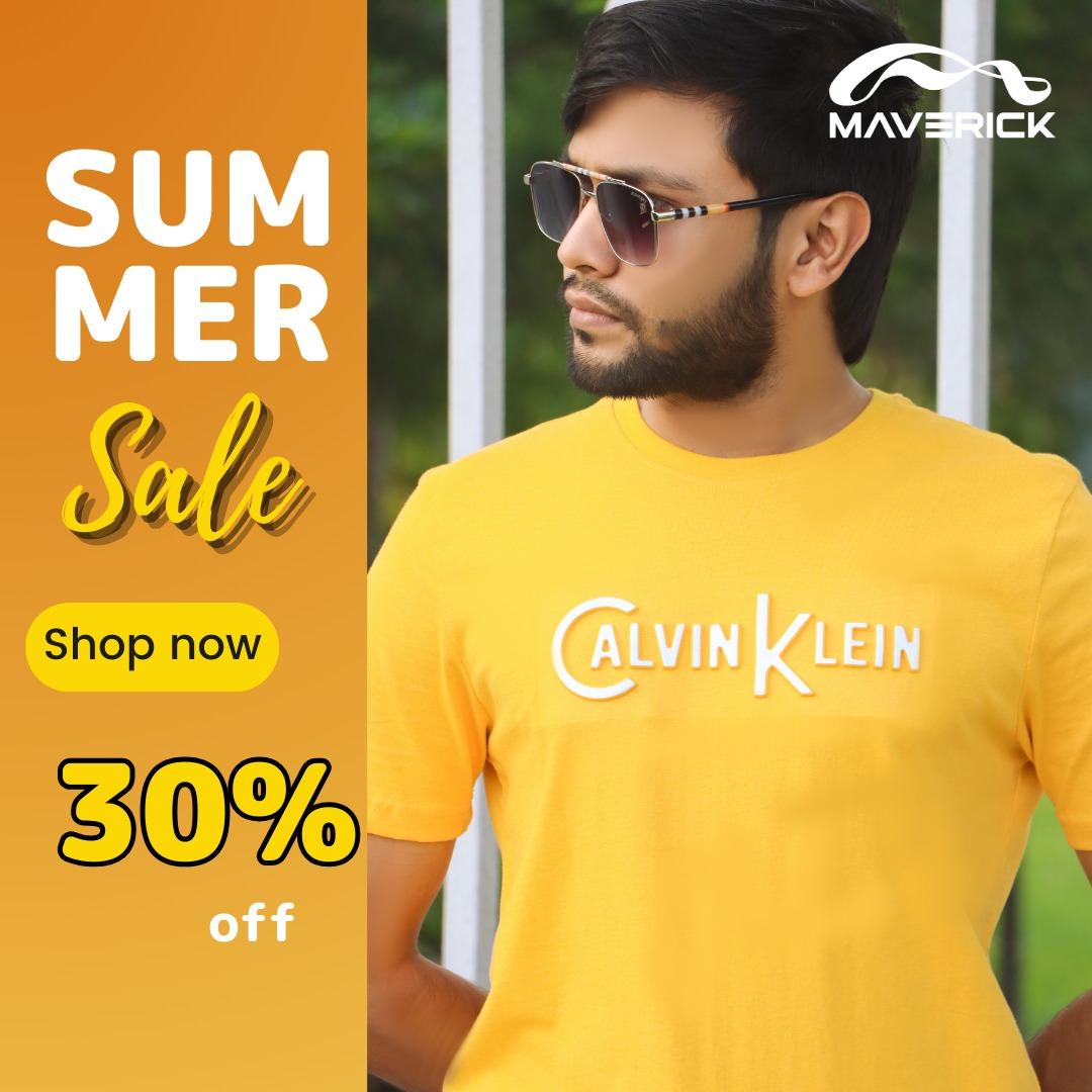 Calvin Klein Yellow Amrosh Print T-Shirt for Men