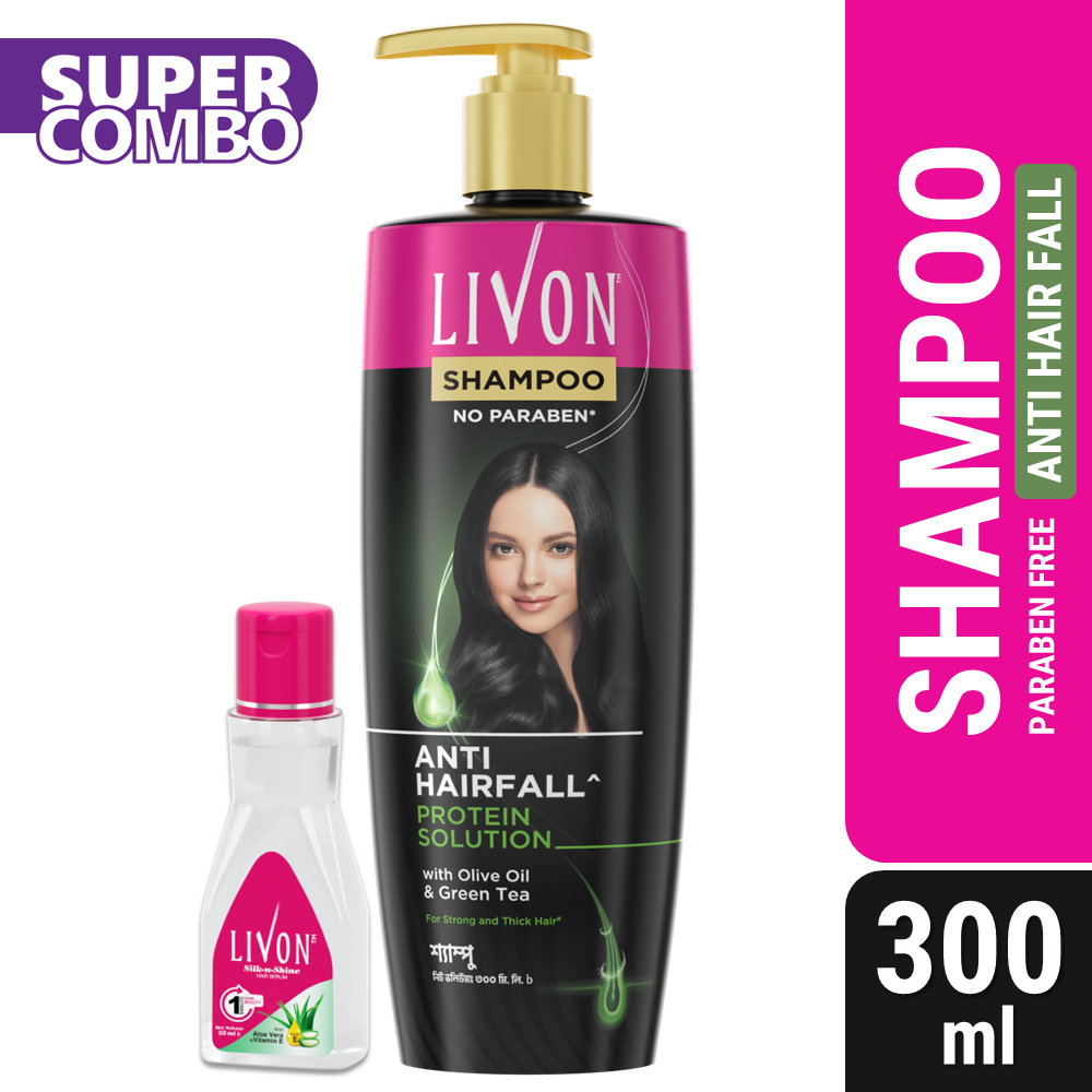 Livon Anti Hairfall Protein Shampoo 300ml & Livon Hair Serum 50ml - Combo