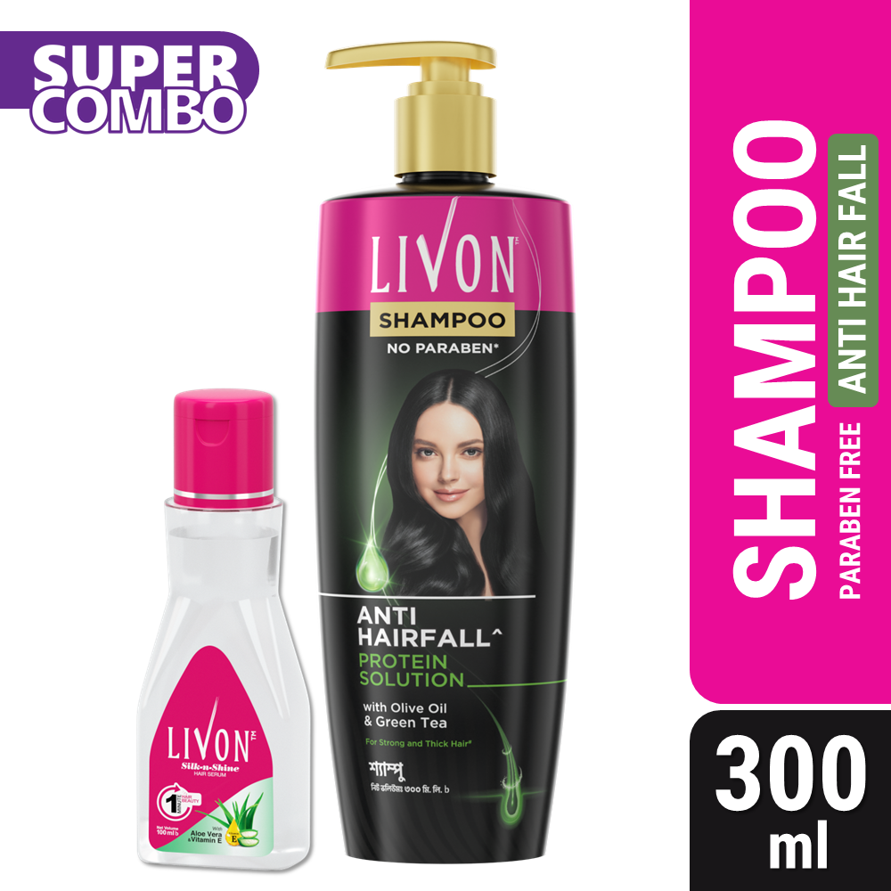 Livon Anti Hairfall Protein Shampoo 300ml & Livon Hair Serum 100ml - Combo