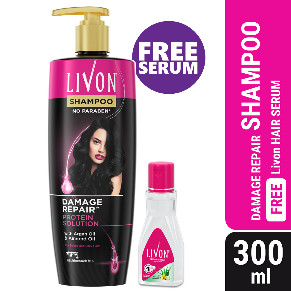 Livon Damage Repair Protein Shampoo 300ml (FREE Livon Hair Serum 50ml)