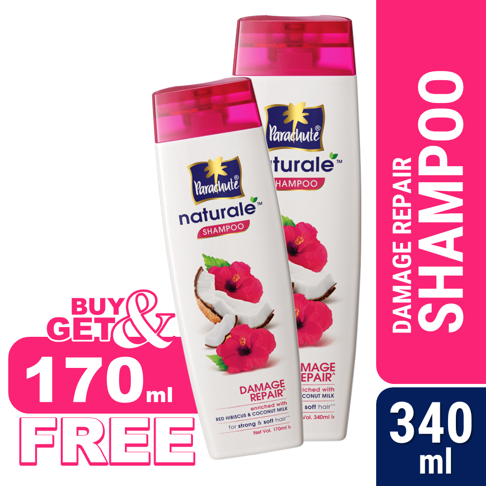 Parachute Naturale Shampoo Damage Repair 340ml (Get 170ml Shampoo Free) - Strong Hair Shampoo Pack