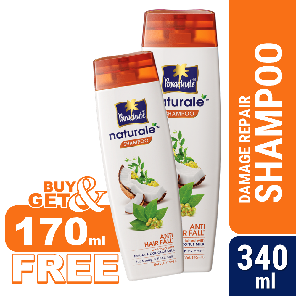 Parachute Naturale Shampoo Anti Hair Fall 340ml (Get 170ml Shampoo Free) - Strong Hair Shampoo Pack