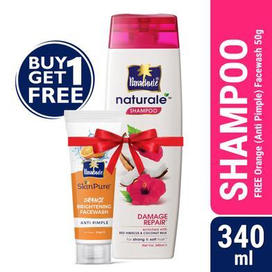 Parachute Naturale Shampoo Damage Repair 340ml (FREE Orange Facewash - ANTI PIMPLE - 50gm)