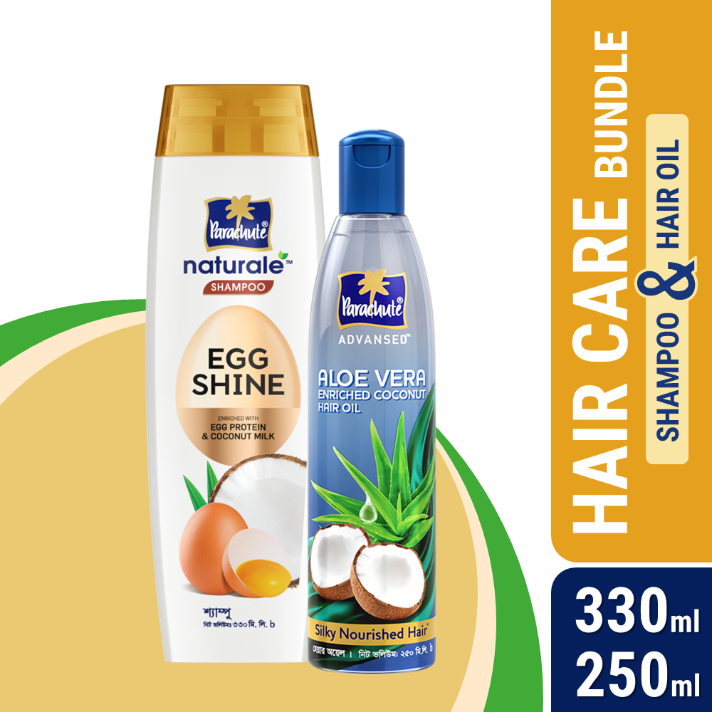 HAIR CARE BUNDLE - Parachute Naturale Shampoo Egg Shine 330ml & Aloe Vera Enriched Coconut Hair Oil 250ml