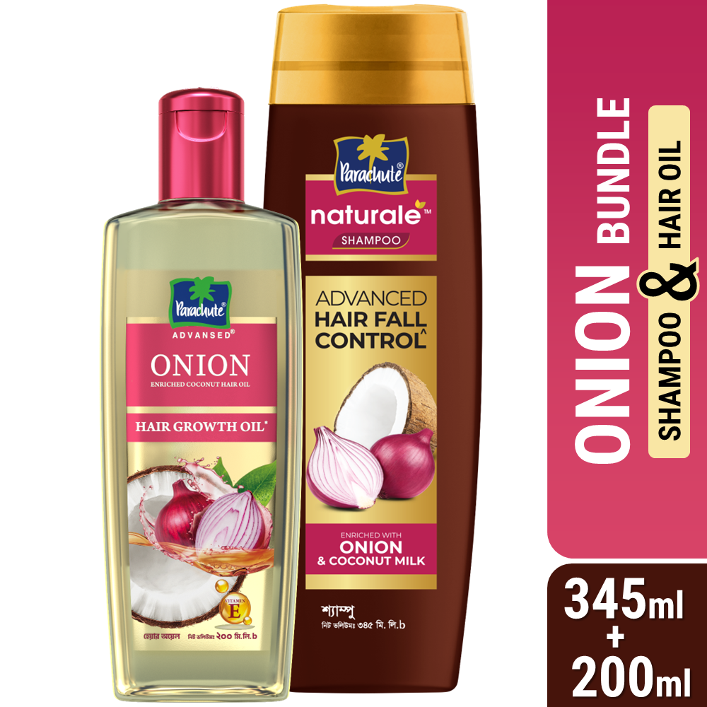 ONION BUNDLE - Parachute Advansed Onion Hair Growth Oil 200ml & Parachute Naturale Shampoo Onion Hair Fall Control 345ml