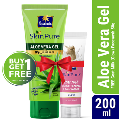 Parachute SkinPure Aloe Vera Gel 200ml (FREE Goat Milk Facewash - GLOW - 50gm)