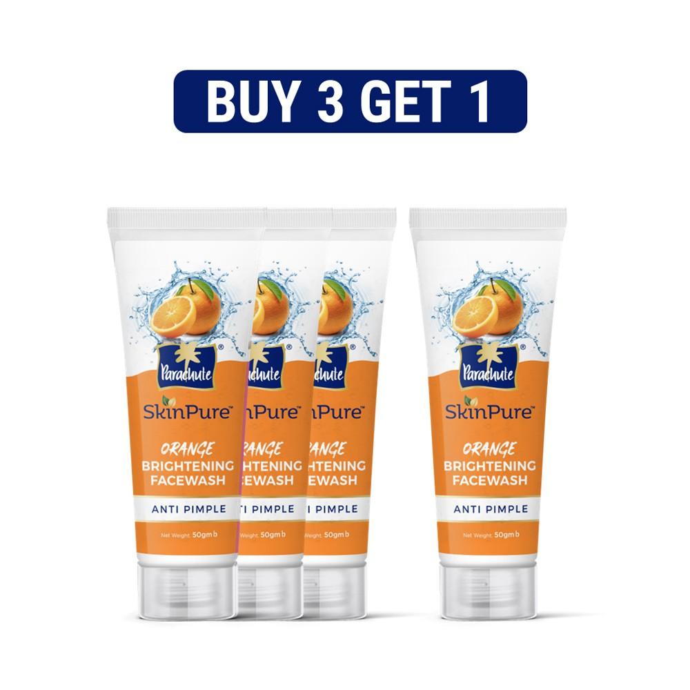 Parachute SkinPure Orange Brightening Facewash (Anti Pimple) 50gm (Buy 3 Get 1 Free)