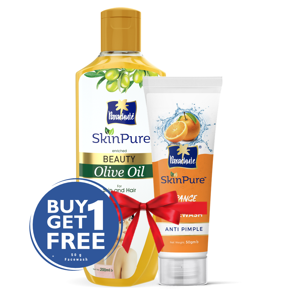 Parachute SkinPure Beauty Olive Oil 200ml (FREE Orange Facewash - ANTI PIMPLE - 50gm)