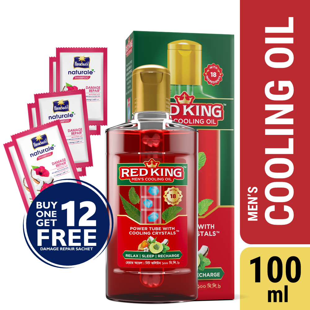 Red King Men`s Cooling Oil 100ml (FREE 12 pcs Damage Repair Shampoo)