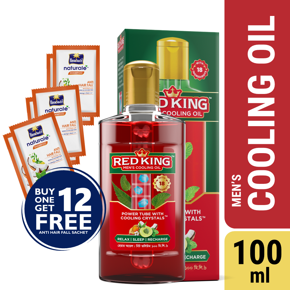 Red King Men`s Cooling Oil 100ml (FREE 12 pcs Anti Hair Fall Shampoo)