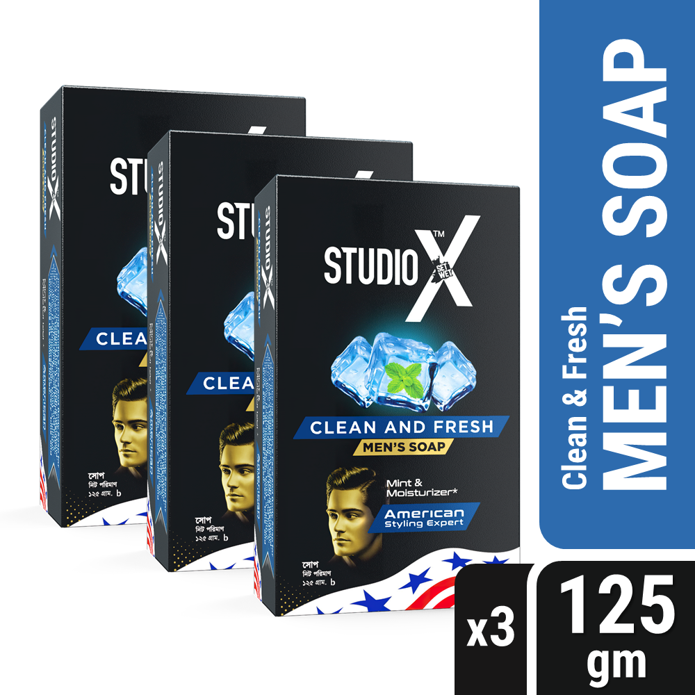 Studio X Clean & Fresh Soap For Men Combo Pack (75gm x 4)