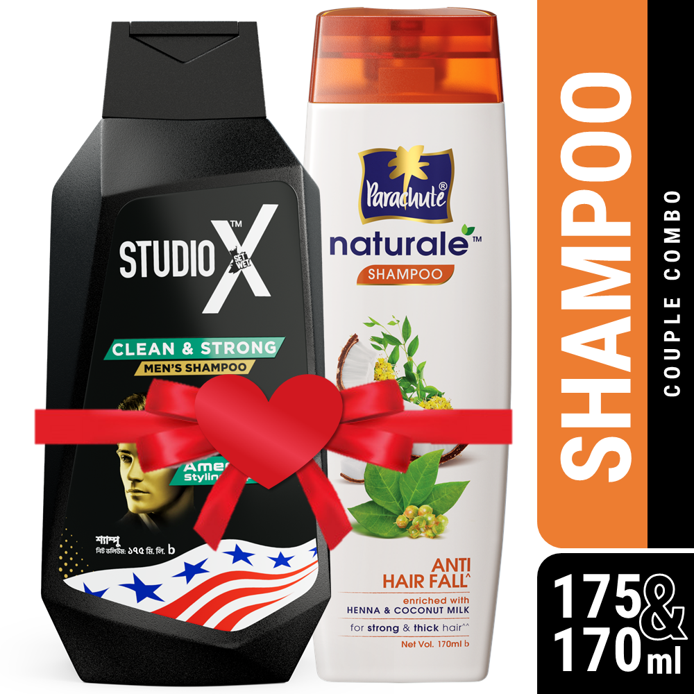 Couple Combo (Shampoo) - Studio X Clean & Strong Shampoo for Men 175ml & Parachute Naturale Shampoo Anti Hair Fall 170ml