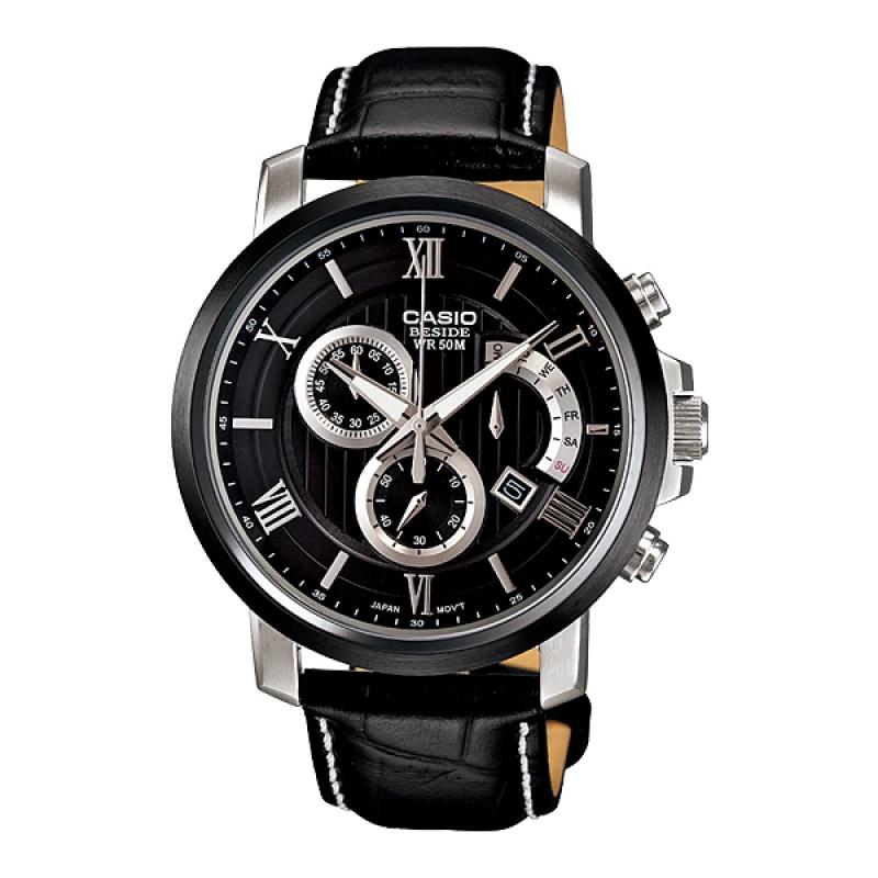 Casio BEM-507BL-1AVDF Enticer Black Leather Men`s Watch